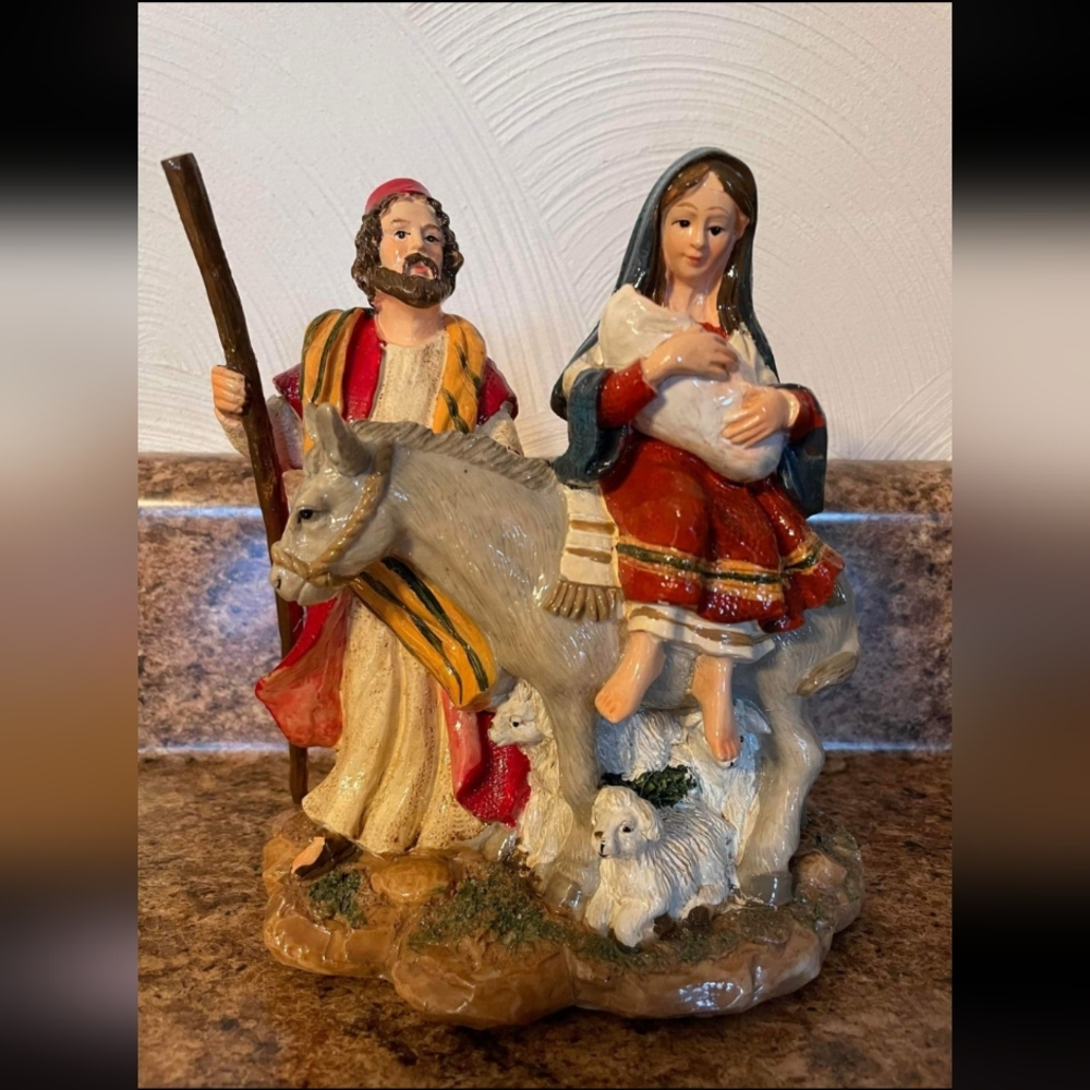 FITZ AND FLOYD Holiday Music Box Plays "O Holy Night" Mary Joseph Jesus Travel